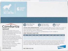 Comfortis Chewable Tablet for Dogs 40.1-60 lbs (Blue Box), 6 Chewable Tablets (6-mos. supply)