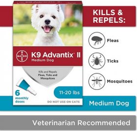 Bundle: K9 Advantix II Flea & Tick Spot Treatment, 11-20 lbs + Bayer Tapeworm Dog De-Wormer