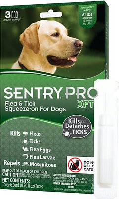 Sentry Pro XFT Flea & Tick Spot Treatment for Dogs, over 60 lbs, 3 Doses (3-mos. supply)