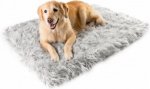 PawBrands PupRug Faux Fur Rectangular Orthopedic Pillow Dog Bed w/Removable Cover, Gray, Large/X-Large