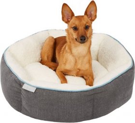 Frisco Sherpa Hexagon Bolster Cat & Dog Bed, Gray, Small