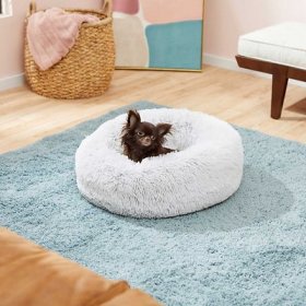 Bundle: Frisco Eyelash Bolster Bed, Silver + Eyelash Cat & Dog Blanket, Silver
