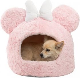 Best Friends by Sheri Disney Minnie Mouse Shag Fur Hut Covered Cat & Dog Be, Pink