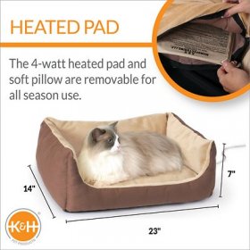 K&H Pet Products Thermo-Pet Cuddle Cushion Bolster Cat & Dog Bed, Mocha