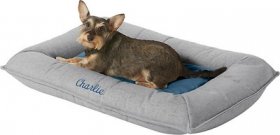 Frisco Orthopedic Personalized Bolster Dog Bed w/Removable Cover, Harbour Blue, Large