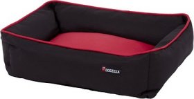 Dogzilla Rectangular Lounger Bolster Cat & Dog Bed, Red/Black