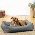 Frisco Rectangular Bolster Dog Bed w/Removable Cover, Dark Gray