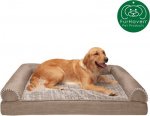 FurHaven Luxe Fur & Performance Linen Cooling Gel Top Sofa Cat & Dog Bed w/Removable Cover
