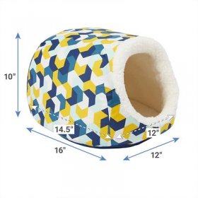 Frisco Egg Cat Covered Bed, Yellow Geometric