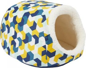 Frisco Egg Cat Covered Bed, Yellow Geometric