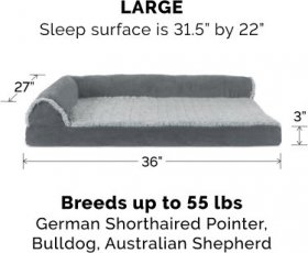 FurHaven Two-Tone Deluxe Chaise Orthopedic Dog Bed w/Removable Cover