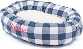 Majestic Pet Anderson Check Sherpa Personalized Bagel Cat & Dog Bed