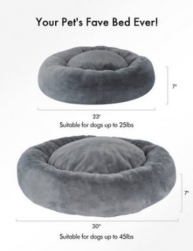 Petlibro Comfortable Cuddler Round Cat & Dog Bed, Grey