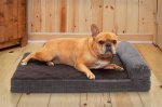 FurHaven Quilted Chaise Cooling Gel Bolster Cat & Dog Bed w/Removable Cover