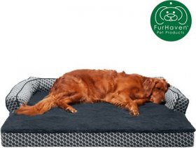 FurHaven Comfy Couch Orthopedic Bolster Dog Bed w/Removable Cover