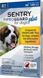 Sentry Fiproguard Plus Squeeze-On Dog Flea & Tick Treatment, 89 - 132lbs