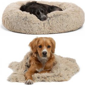 Bundle: Best Friends by Sheri Blanket + The Original Dog & Cat Bed, Taupe
