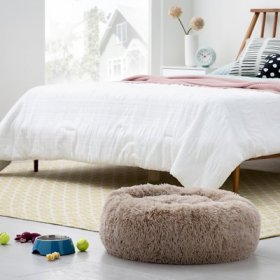 Brindle Donut Cuddler Dog & Cat Bed, Tan