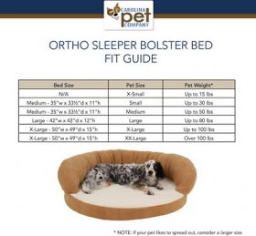 Carolina Pet Orthopedic Sleeper Bolster Dog Bed w/Removable Cover