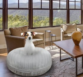 Bessie + Barnie Signature Classy Plain Luxury Extra Plush Faux Fur Bagel Dog & Cat Bed
