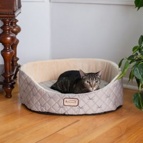 Armarkat Oval Cuddle Nest Round Cat Bed, Pale Silver & Beige