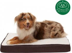 FurHaven Faux Sheepskin & Suede Memory Foam Cat & Dog Bed w/Removable Cover