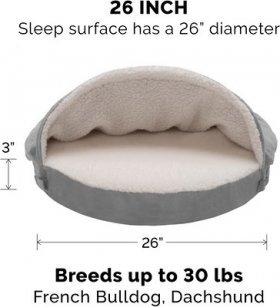 FurHaven Faux Sheepskin Snuggery Gel Top Cat & Dog Bed w/Removable Cover