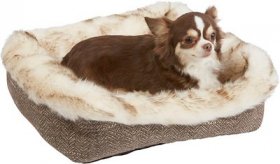 Frisco Fur Cuffed Rectangle Cuddler Cat & Dog Bolster Bed