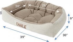Frisco Rectangular Personalized Bolster Dog Bed w/Removable Cover, Beige, X-Large