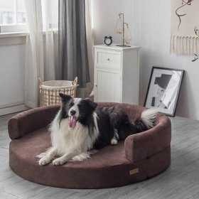 KOPEKS Orthopedic Round Sofa Dog Bed w/ Removable Cover