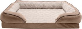 FurHaven Velvet Waves Perfect Comfort Cooling Gel Bolster Cat & Dog Bed w/Removable Cover