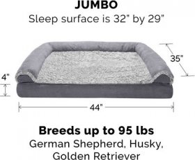 FurHaven Faux Fur & Suede Orthopedic Sofa Dog & Cat Bed