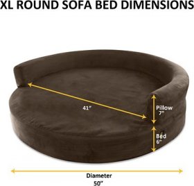 KOPEKS Orthopedic Round Sofa Dog Bed w/ Removable Cover