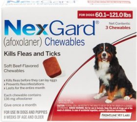 NexGard Chew for Dogs, 60.1-121 lbs, (Red Box)