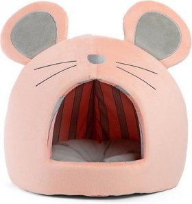 Best Friends by Sheri Novelty Meow Hut Mouse Cat Bed, Peach