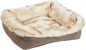 Frisco Fur Cuffed Rectangle Cuddler Cat & Dog Bolster Bed