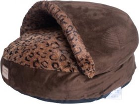 Armarkat Anti Slip Bottom Cuddle Cave Cat Bed, Mocha & Leopard