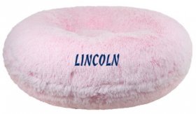 Bessie + Barnie Signature Bubble Gum Shag Personalized Pillow Cat & Dog Bed w/ Removable Cover