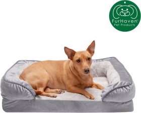 FurHaven Velvet Waves Perfect Comfort Orthopedic Sofa Cat & Dog Bed