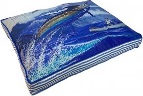 Guy Harvey Stormy Blue Pillow Dog Bed w/ Removable Cover