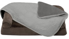 FurHaven Snuggly Warm Faux Lambswool & Terry Dog & Cat Throw Blanket