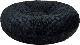 Bessie + Barnie Signature Serenity Black Bagel Personalized Pillow Cat & Dog Bed w/ Removable Cover