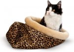 K&H Pet Products Self-Warming Kitty Sack Cat Bed, Leopard