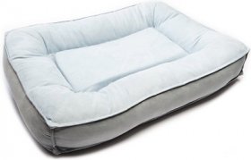 BarksBar Comfy Classic Orthopedic Bolster Dog & Cat Bed w/Removable Cover, Blue/Gray, Medium