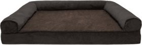 FurHaven Faux Fleece Memory Top Bolster Dog Bed w/Removable Cover