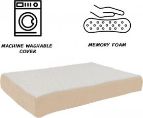 Pet Adobe Memory Foam Orthopedic Bolster Dog Bed w/ Removable Cover