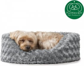 FurHaven Ultra Plush Oval Bolster Cat & Dog Bed w/Removable Cover