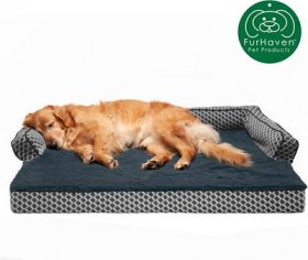 FurHaven Comfy Couch Cooling Gel Cat & Dog Bed w/Removable Cover