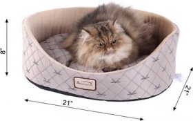 Armarkat Oval Cuddle Nest Round Cat Bed, Pale Silver & Beige