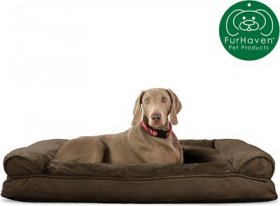 FurHaven Plush & Suede Bolster Dog Bed w/Removable Cover